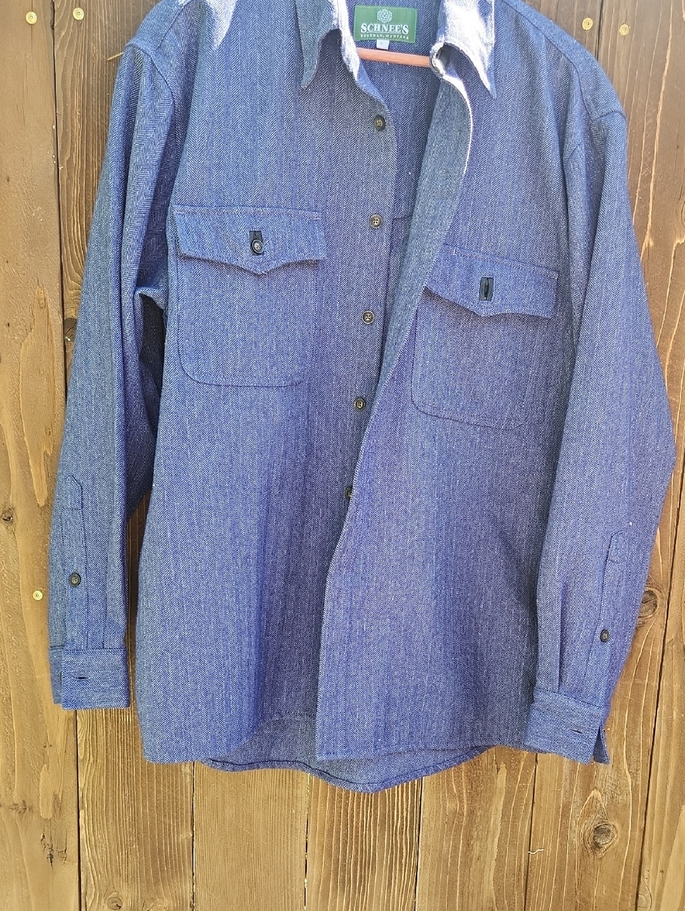 Schnee's Rifleman Flannel Button Up Shirt With Leather Buttonhole Trim Large